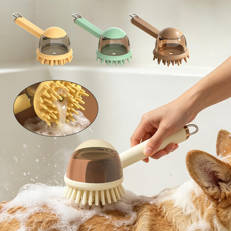 Pet Item Oda Pet Bath Brush with Shampoo Dispenser for Dogs Cats