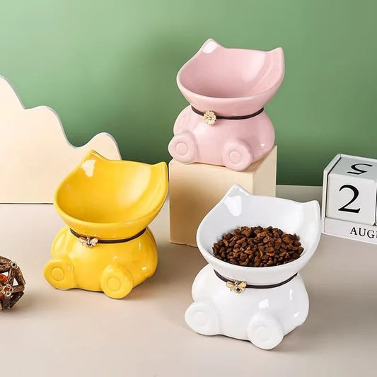 Pet Item Oda Ceramic Cat Bowl – Elevated Food & Water Feeder