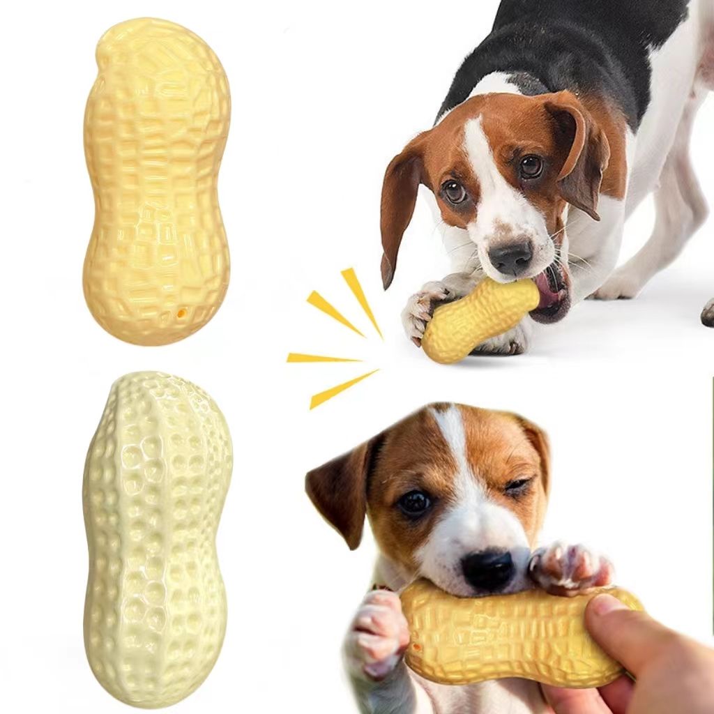 Pet Item Oda Squeaky Peanut Dog Chew Toy for Puppies