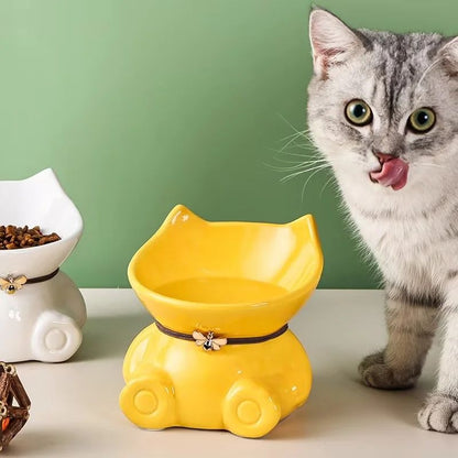 Pet Item Oda Ceramic Cat Bowl – Elevated Food & Water Feeder