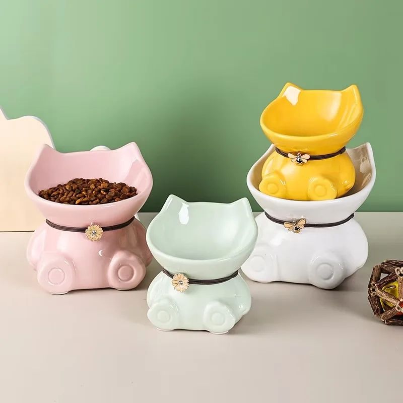 Pet Item Oda Ceramic Cat Bowl – Elevated Food & Water Feeder