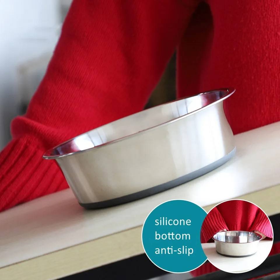 Pet Item Oda Stainless Steel Dog Bowl – Non-Slip Silicone Base