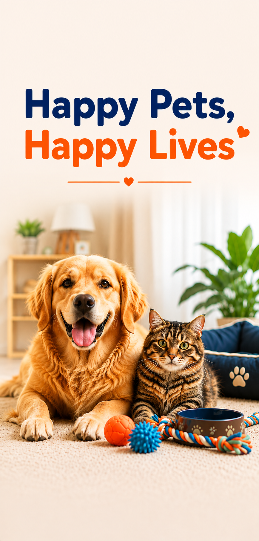 Pet Item Oda happy pets happy lives mobile banner with dog and cat