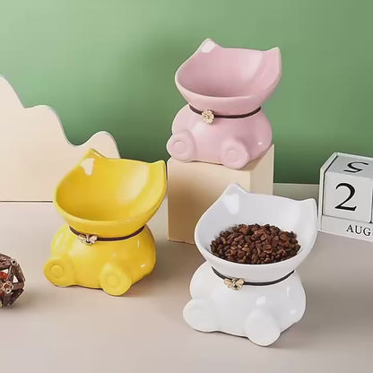 Pet Item Oda Ceramic Cat Bowl – Elevated Food & Water Feeder
